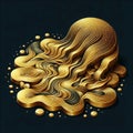 A golden, flowing form with intricate linear patterns, evoking luxury and fluidity.