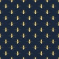 Golden flying honey bee icon pattern on dark old navy background