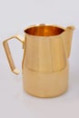 Golden Foaming Jug. Stainless Steel Milk Pitcher/Jugs. Royalty Free Stock Photo