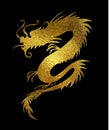 Golden foil paper cut out of a Dragon china