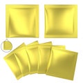 Golden foil plastic powder sachet Royalty Free Stock Photo