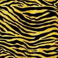 Golden foil tiger or zebra seamless pattern illustration