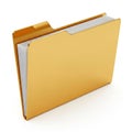 Golden Folder with White Paper Sheets on a White Background document file Royalty Free Stock Photo