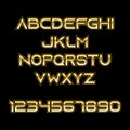 Golden font numbers and letters alphabet typography. Royalty Free Stock Photo