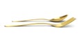 Golden fork and spoon. 3d illustration