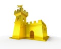 Golden fortress luxury gold castle isolated