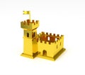 Golden fortress miniature gold castle isolated