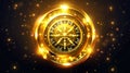 A golden fortune wheel for lottery or casino. A chance to win a prize in lucky roulette. Modern realistic illustration Royalty Free Stock Photo