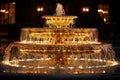 Golden fountain overflowing in a symbol of financial abundance. Generative AI Royalty Free Stock Photo