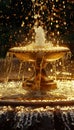 Golden fountain overflowing in a symbol of financial abundance. Generative AI Royalty Free Stock Photo