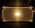 a golden frame on a black background with a bright light Royalty Free Stock Photo