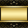 Golden frame on black vintage pattern - vector Royalty Free Stock Photo