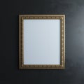 Golden Frame On Black Wall (Rectangle Vertical Version)