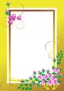 Golden frame with a bouquet of roses.Banner.Postca