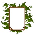 Golden frame with bright green leaves for text