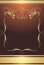 Golden frame on the brown background. Wrapping Royalty Free Stock Photo