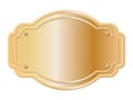 golden frame button with gold ribbon 3d rendering Royalty Free Stock Photo