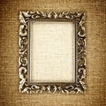 Golden frame on canvas Royalty Free Stock Photo