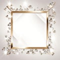 golden frame with diamonds on a white background Royalty Free Stock Photo