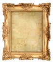 Golden frame with empty grungy canvas for picture Royalty Free Stock Photo