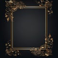 golden frame with floral pattern on black background Royalty Free Stock Photo