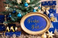 Golden Frame Frohes Fest, Means Happy Holidays, Christmas Background Royalty Free Stock Photo
