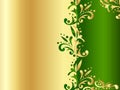 Golden frame with green decor and space