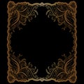 Golden frame with hand-drawing ornament Royalty Free Stock Photo