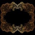 Golden frame with hand-drawing ornament Royalty Free Stock Photo