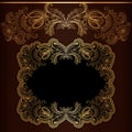 Golden frame with hand-drawing ornament Royalty Free Stock Photo