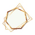 Golden frame heptagon isolated icon