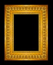 Golden frame isolated on black background, clipping path Royalty Free Stock Photo