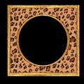 Golden frame with leopard print. Element for design