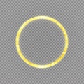 Golden frame with lights effects. Shining circle banner. Isolated on transparent background. Vector illustration Royalty Free Stock Photo