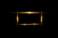 Golden frame with lights effects,Shining luxury banner vector illustration. Glow line golden frame with sparks and Royalty Free Stock Photo