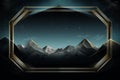 golden frame with mountains and stars on a black background Royalty Free Stock Photo