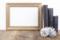 Golden Frame With old Books Royalty Free Stock Photo