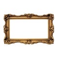 Golden frame of picture or photo, victorian decoration, elegance museum image. Royalty Free Stock Photo