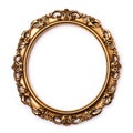 Golden frame of picture or photo, victorian decoration, elegance museum image. Royalty Free Stock Photo