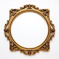 Golden frame of picture or photo, victorian retro decoration, elegance vintage museum image Royalty Free Stock Photo