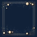 golden frame with planets and stars on a dark blue background Royalty Free Stock Photo