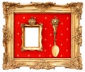 Golden frame with red background for your picture Royalty Free Stock Photo