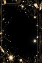 golden frame with sparkles on a black background Royalty Free Stock Photo