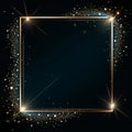 golden frame with sparkles on black background Royalty Free Stock Photo