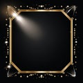 golden frame with sparkles on black background Royalty Free Stock Photo