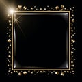 golden frame with sparkles on a black background Royalty Free Stock Photo