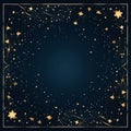 golden frame with stars on a dark blue background Royalty Free Stock Photo