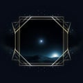 golden frame with stars and moon on a black background Royalty Free Stock Photo