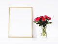 Golden frame on white furniture, luxury home decor and design for mockup, poster print and printable art, online shop