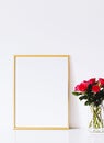 Golden frame on white furniture, luxury home decor and design for mockup, poster print and printable art, online shop